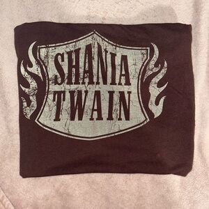 Shania Twain Graphic Tee - Dark Brown with Light Gray Logo